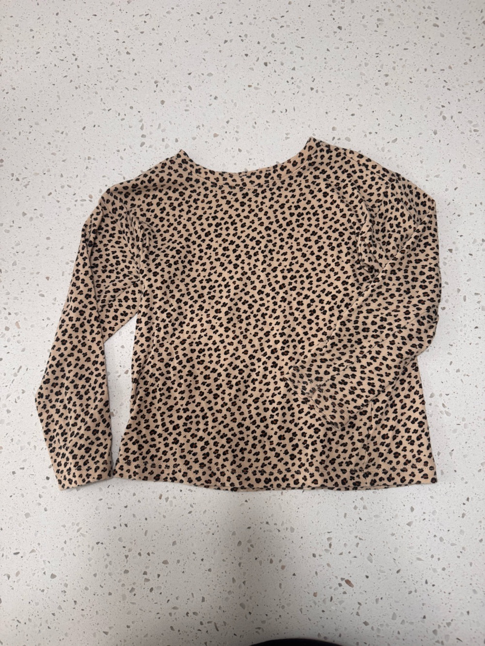 Old Navy Tan and Black Leopard-Print Long Sleeve Tee